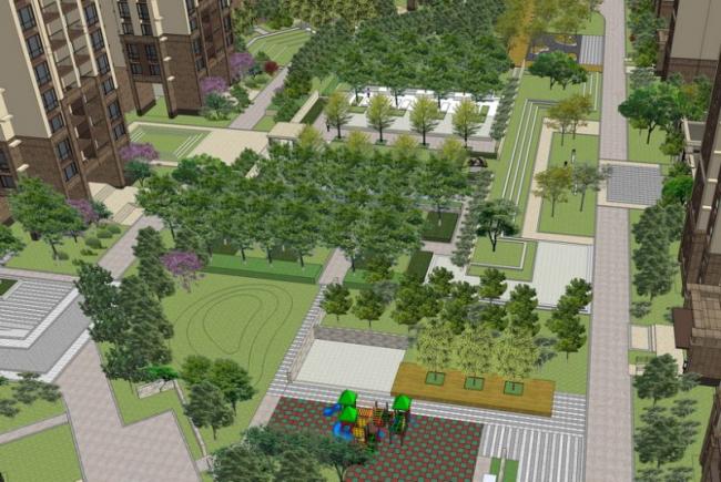 Sketchup景观模型|住宅小区景观，入口大门，现代风格