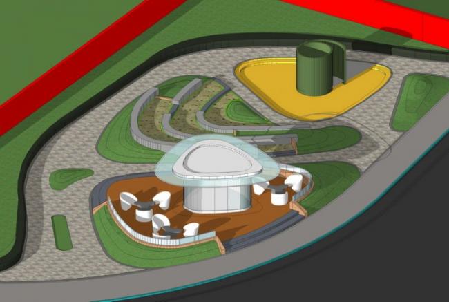Sketchup景观模型|零售亭贩卖亭，户外桌椅，小广场景观
