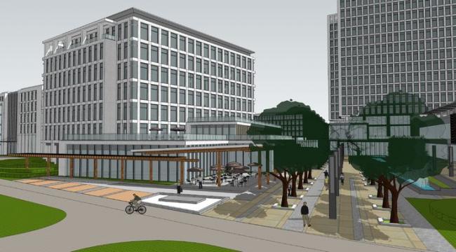 Sketchup办公模型|多层高层混合办公楼群，企业创意园，现代风格