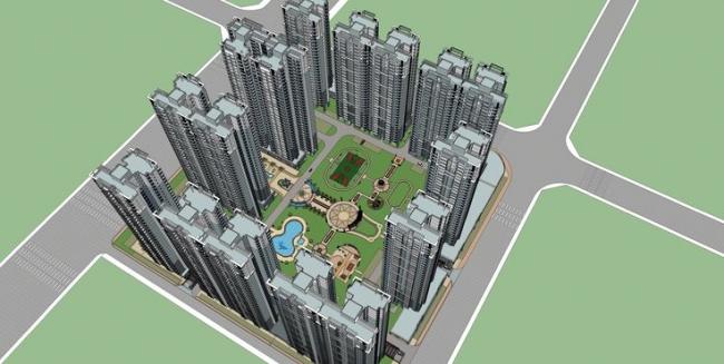 Sketchup住宅模型|高层住宅小区，现代风格，底层商业，商业综合体，景观设计
