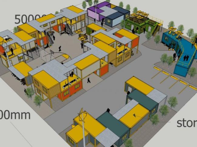 Sketchup办公模型|集装箱办公区，现代风格