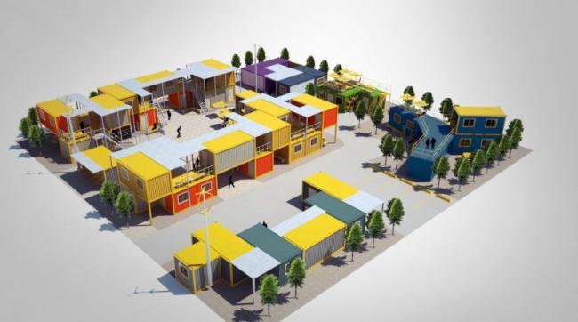 Sketchup办公模型|集装箱办公区，现代风格