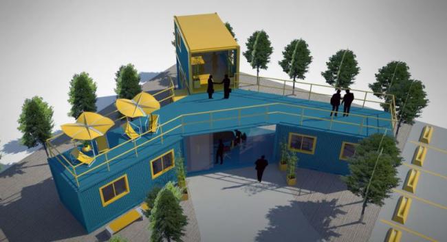 Sketchup办公模型|集装箱办公区，现代风格