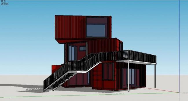 Sketchup商业模型|集装箱，多层商业娱乐休闲设施，现代风格
