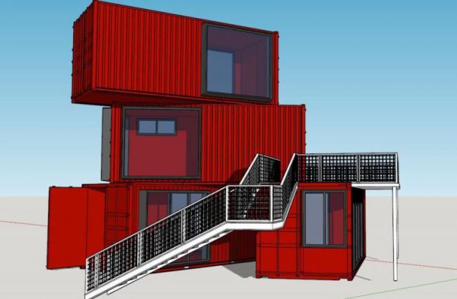 Sketchup商业模型|集装箱，多层商业娱乐休闲设施，现代风格