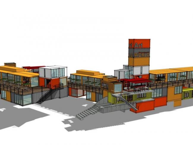 Sketchup商业模型|集装箱，多层商业娱乐休闲设施，现代风格