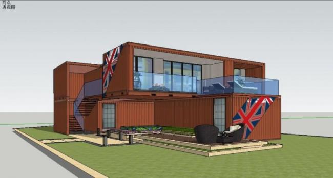 Sketchup商业模型|多层集装箱，商业娱乐建筑，现代风格