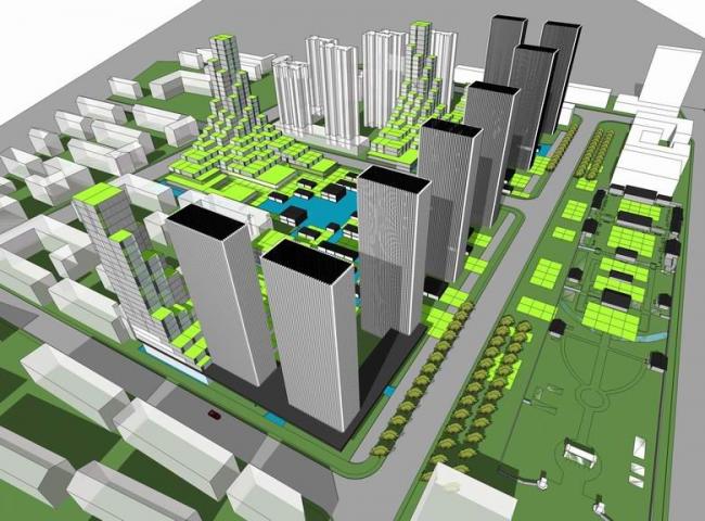 Sketchup办公模型|高层办公区概念方案，商务中心写字楼，现代风格