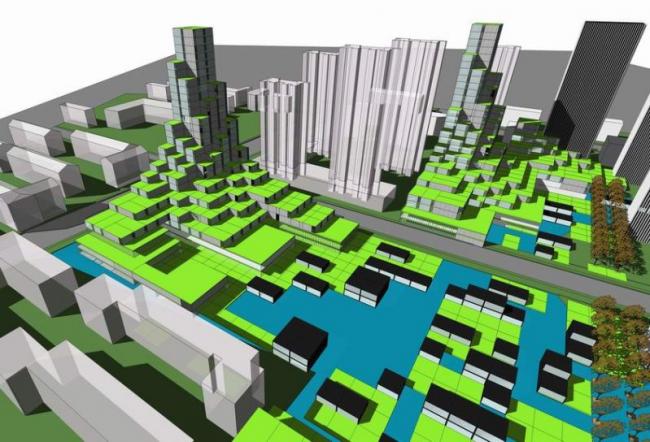 Sketchup办公模型|高层办公区概念方案，商务中心写字楼，现代风格