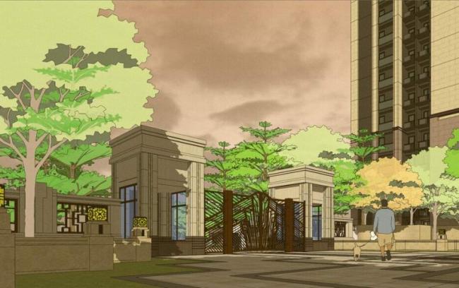 Sketchup景观模型|住宅小区中轴景观，现代风格