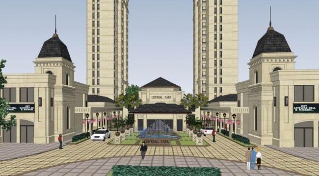 Sketchup景观模型|欧式小区入口大门，古典风格