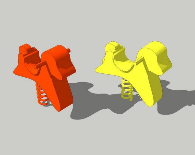 Sketchup素材模型|儿童娱乐设施，游乐设施，弹簧椅，景观素材组件