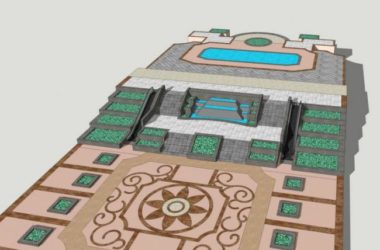 Sketchup景观模型|入口台地景观，现代风格-BIM建筑网