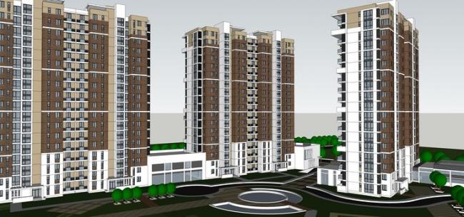 Sketchup住宅模型|高层住宅小区，居住建筑，现代风格