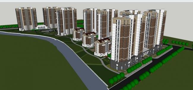 Sketchup住宅模型|高层住宅小区，居住建筑，现代风格