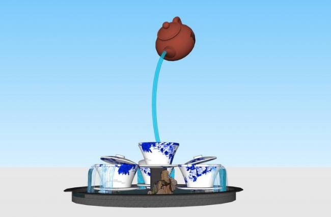 Sketchup素材模型|茶壶茶杯景观水景素材组件