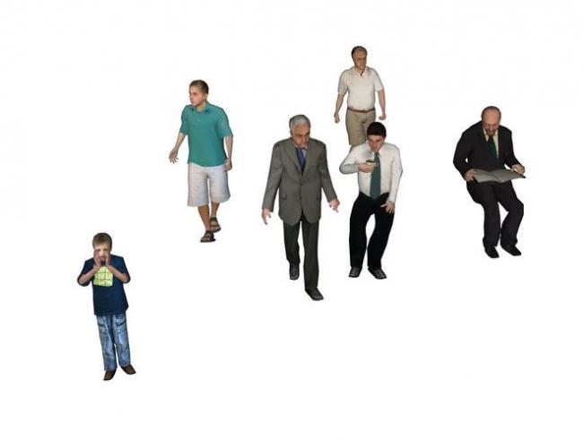 Sketchup素材模型|商业人物，男人坐立人，素材组件