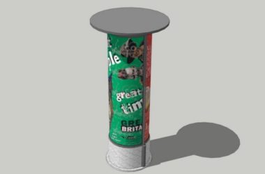 Sketchup素材模型|圆柱形广告牌灯箱素材组件-BIM建筑网