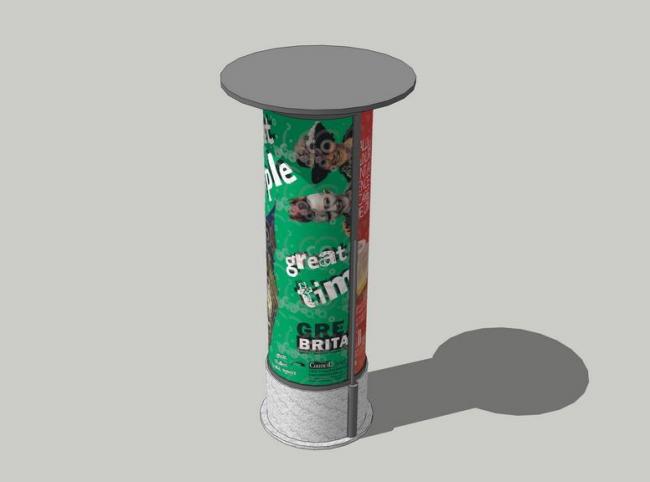 Sketchup素材模型|圆柱形广告牌灯箱素材组件