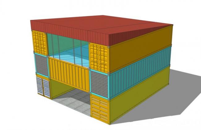 Sketchup商业模型|集装箱建筑