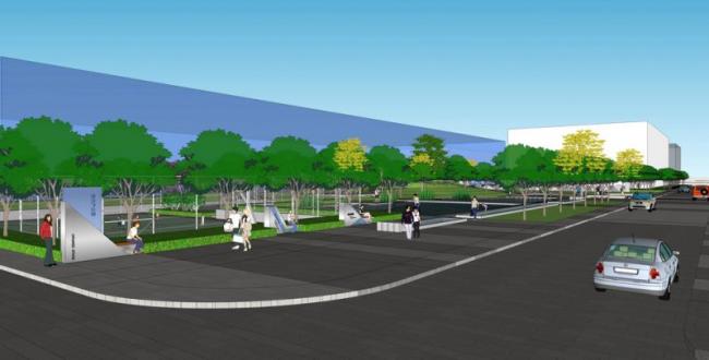 Sketchup景观模型|办公空间花园区景观，现代风格