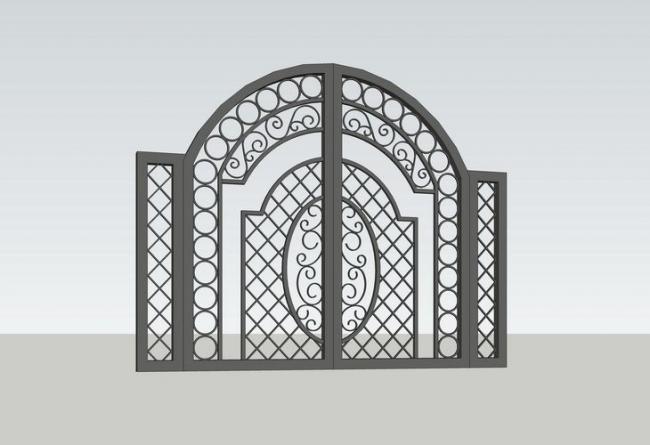 Sketchup素材模型|铁艺入口大门，景观素材组件