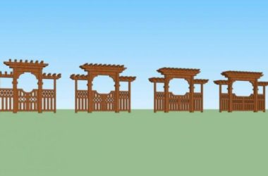 Sketchup素材模型|入口大门木门，景观素材组件-BIM建筑网