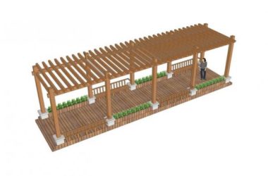 Sketchup素材模型|木廊架景观素材组件-BIM建筑网