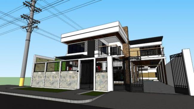 Sketchup住宅模型|多层住宅，现代风格，居住建筑