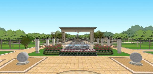 Sketchup景观模型|主题公园景观，现代风格