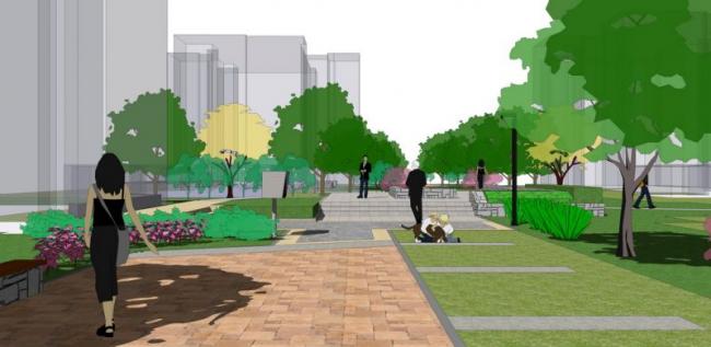 Sketchup景观模型|小区广场景观，现代风格