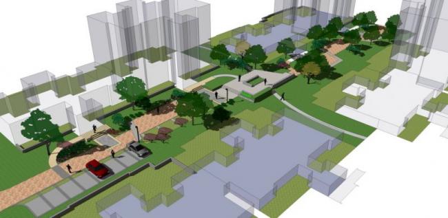 Sketchup景观模型|小区广场景观，现代风格