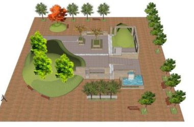 Sketchup素材模型|广场景观，现代风格，树池坐凳景墙矮墙-BIM建筑网