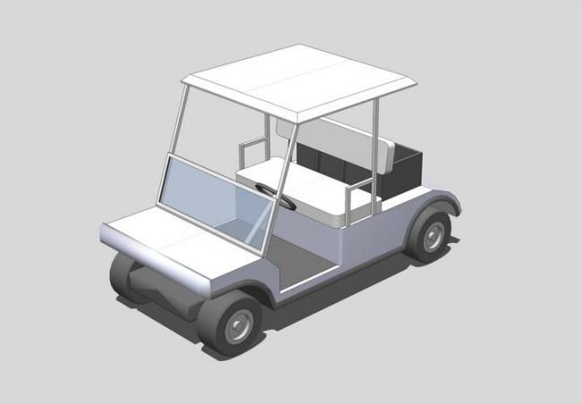 Sketchup素材模型|高尔夫球车巡逻车，交通工具，素材组件