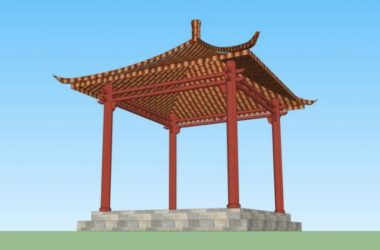 Sketchup小品模型|公园景观亭凉亭，小品，中式风格-BIM建筑网