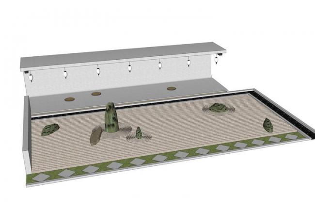 Sketchup素材模型|中式风格禅意景墙景观素材组件