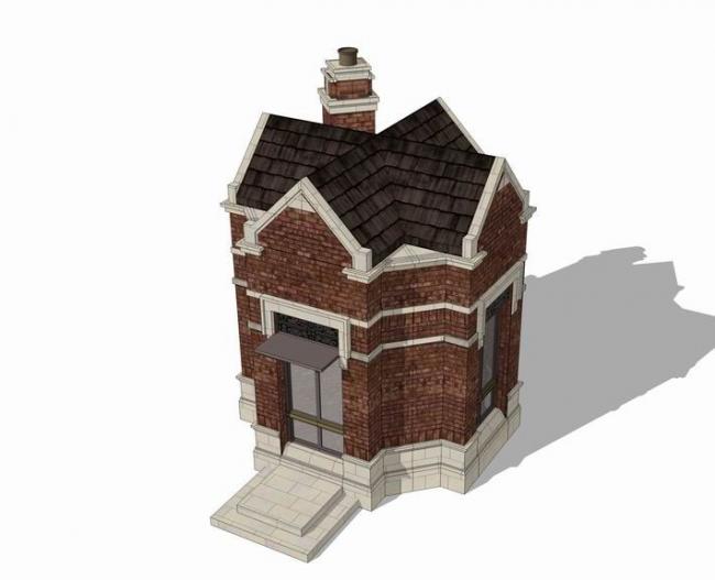 Sketchup小品模型|门卫亭岗亭，小品，英式古典风格