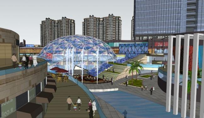 Sketchup综合体模型|高层住宅小区，大型商业中心，综合体，现代风格