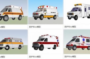 Sketchup素材模型|救护车素材组件-BIM建筑网