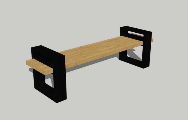 Sketchup素材模型|户外长凳，公共椅公园椅长凳，景观素材组件