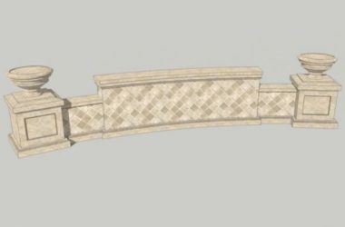 Sketchup素材模型|欧式景墙矮墙景观素材组件-BIM建筑网