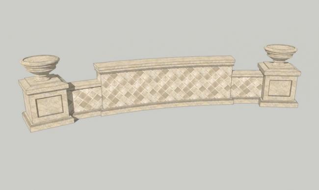 Sketchup素材模型|欧式景墙矮墙景观素材组件