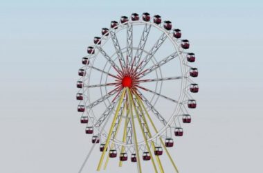 Sketchup素材模型|游乐摩天轮园景观素材组件-BIM建筑网