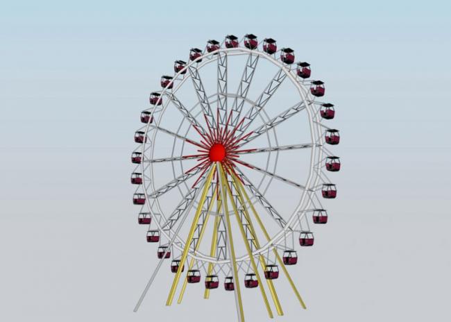 Sketchup素材模型|游乐摩天轮园景观素材组件