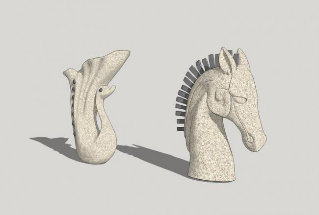 Sketchup素材模型|欧式景观动物喷水雕塑素材组件