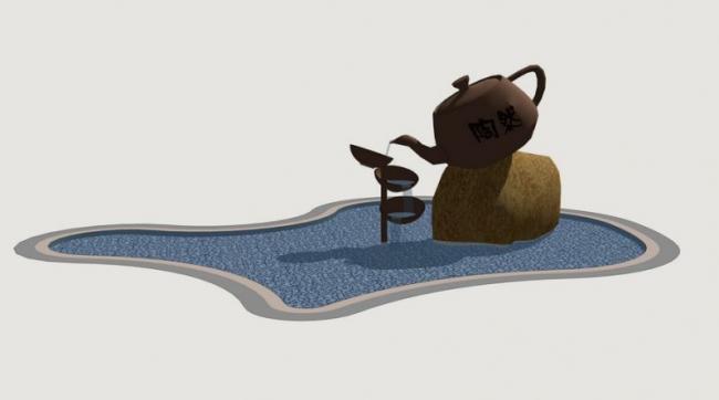 Sketchup素材模型|跌水小品水景景观素材组件