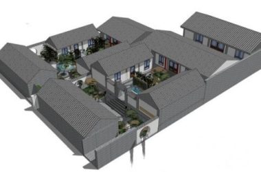 Sketchup住宅模型|多层住宅四合院，中式风格，庭院，居住建筑-BIM建筑网