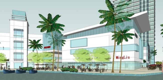 Sketchup综合体模型|临水商业群规划方案，超高层商业综合体中心，现代风格