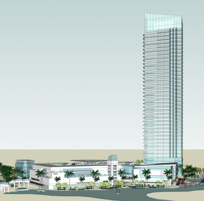 Sketchup综合体模型|临水商业群规划方案，超高层商业综合体中心，现代风格