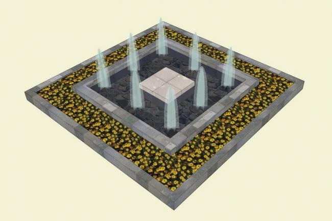 Sketchup素材模型|水景喷泉景观素材组件